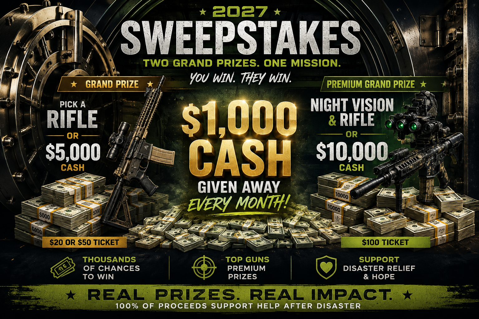 Win your choice of rifle or five thousand dollars cash